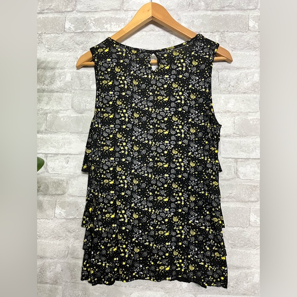 PAPILLON - ruffle floral spring summer tiered stretch tank blouse size small - Picture 2 of 9